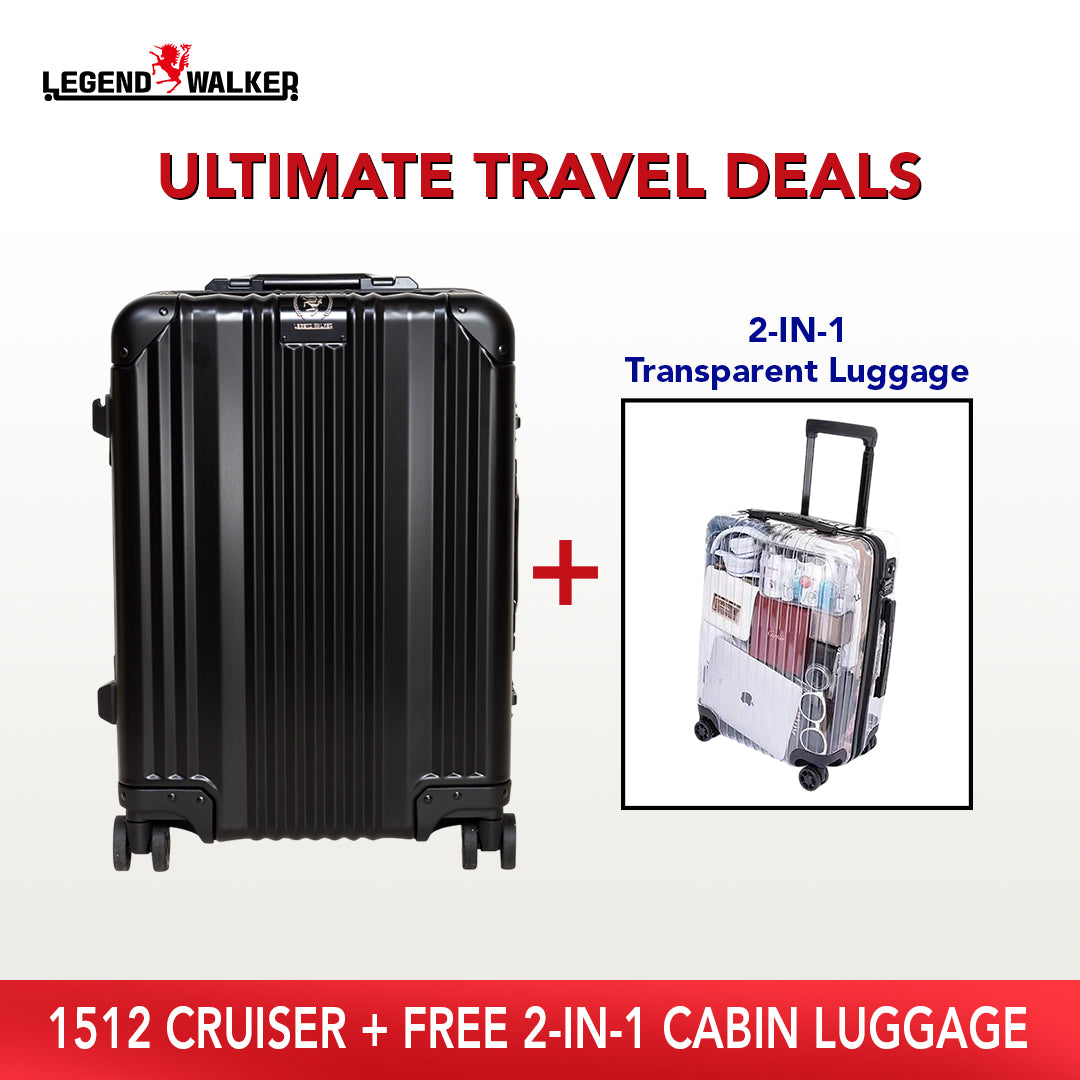 Aluminum Series 1510 Black + FREE Transparent Cabin Luggage