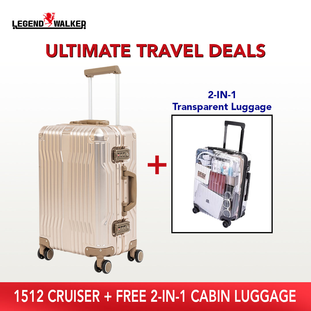 Aluminum Cruiser 1512 Champagne Gold + FREE Transparent Cabin Luggage