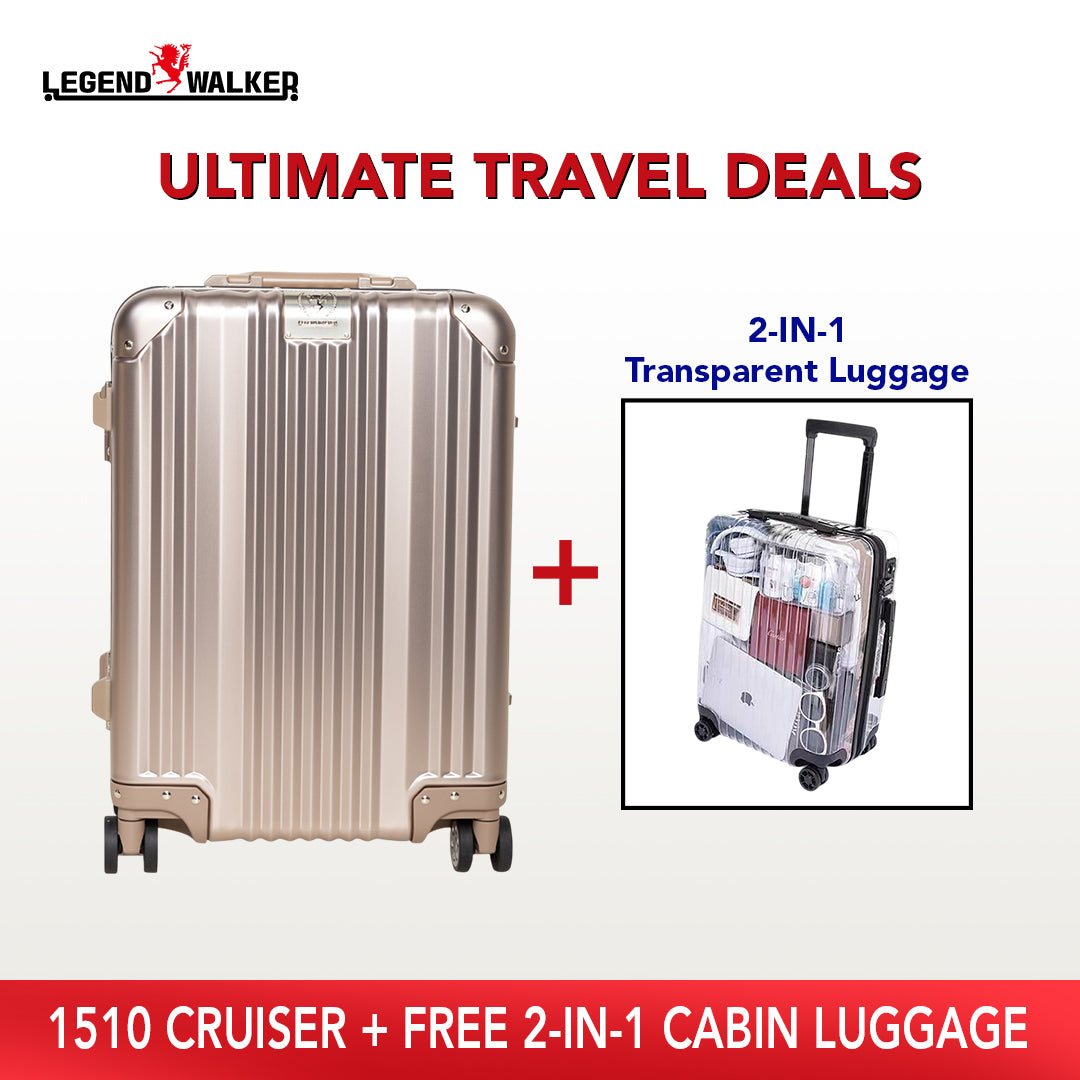 Aluminum Series 1510 Champagne Gold + FREE Transparent Cabin Luggage