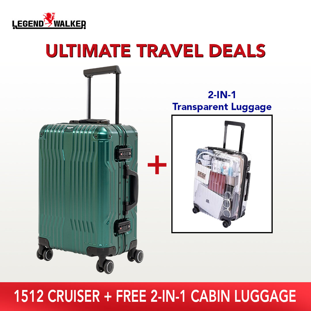 Aluminum Cruiser 1512 Green + FREE Transparent Cabin Luggage