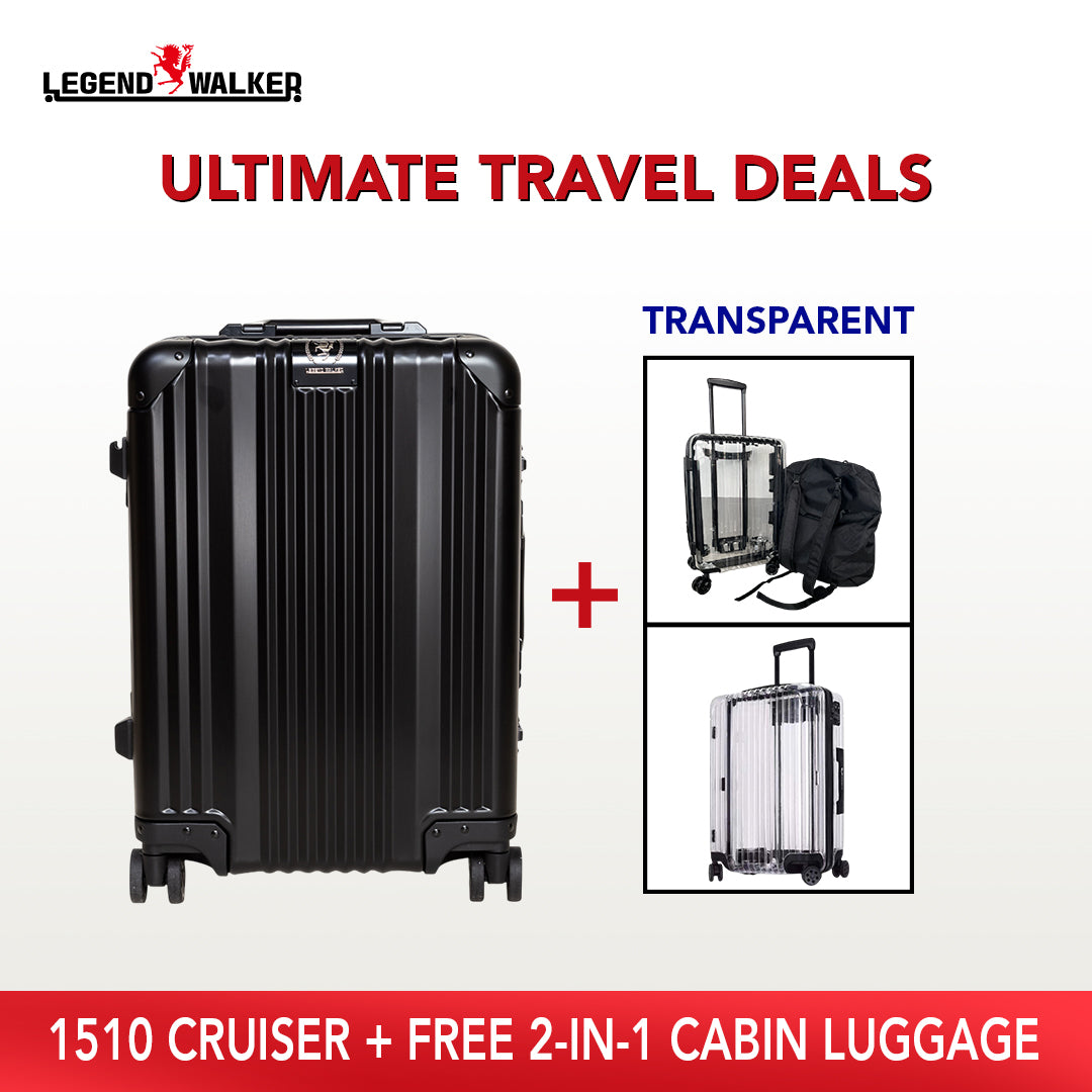 Aluminum Series 1510 Black + FREE Transparent Cabin Luggage