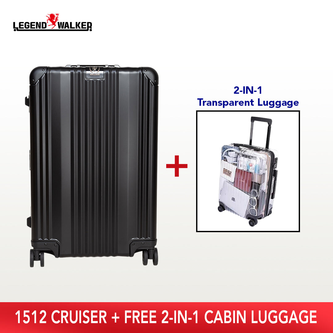 Aluminum Series 1510 Black + FREE Transparent Cabin Luggage