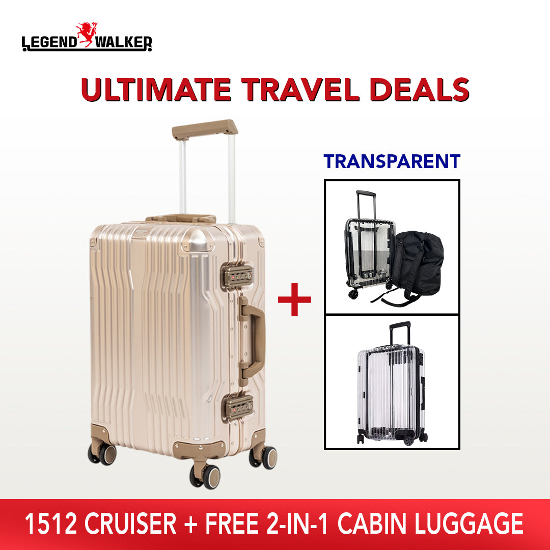 Aluminum Cruiser 1512 Champagne Gold + FREE Transparent Cabin Luggage