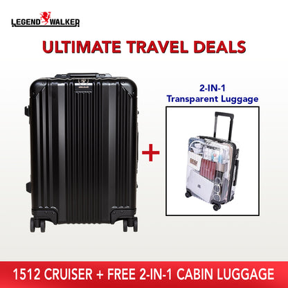 Aluminum Series 1510 Black + FREE Transparent Cabin Luggage