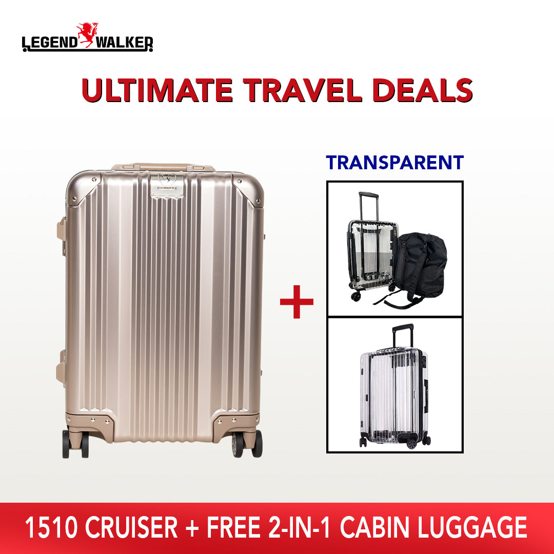 Aluminum Series 1510 Champagne Gold + FREE Transparent Cabin Luggage